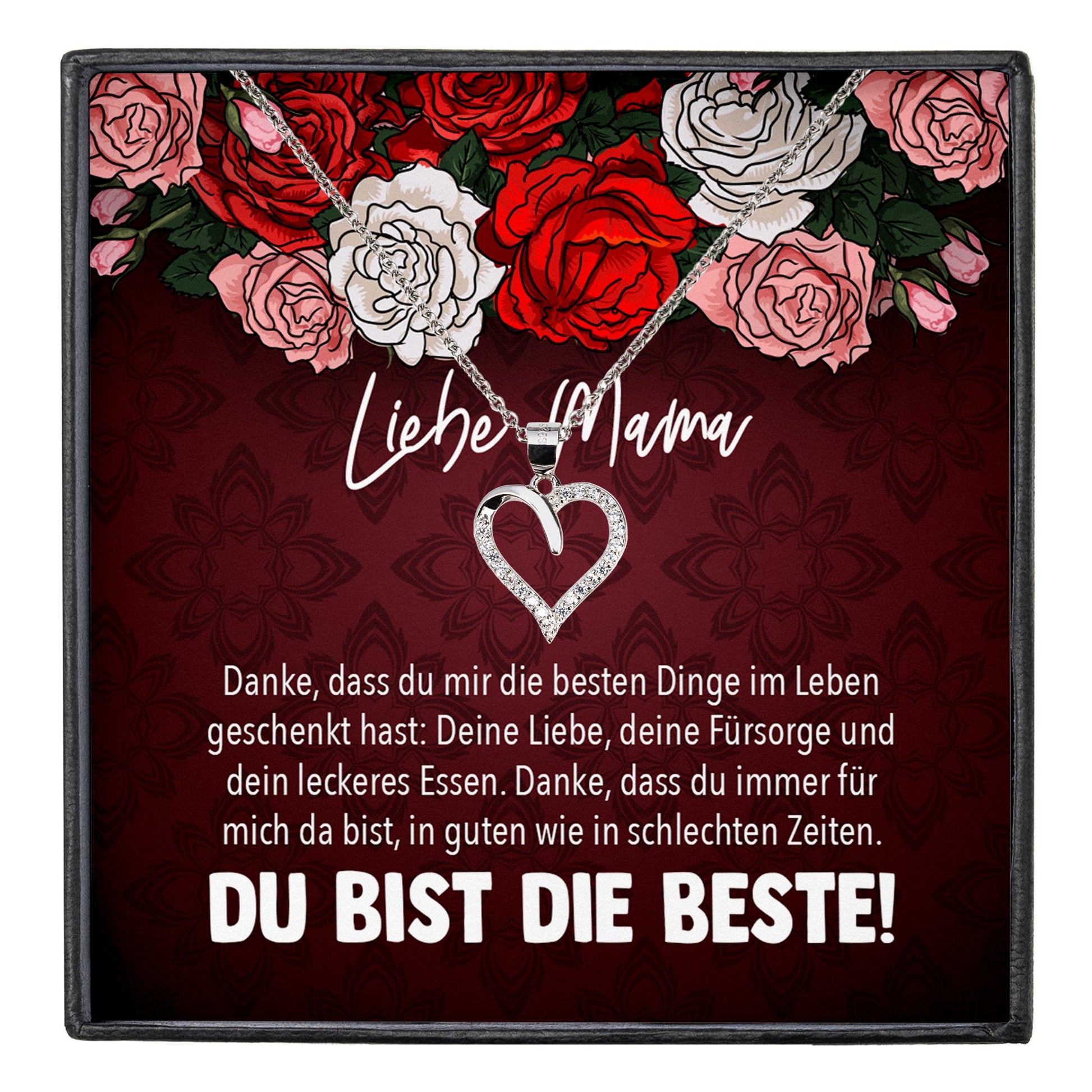 22Feels® Mama Geschenk Muttertag Geburtstag Frauen Schmuck mit Karte Herz Halskette Echt Silber Weihnachten Idee von Tochter oder Sohn-Schmuck mit Botschaftskarte - Herz21-22Feels