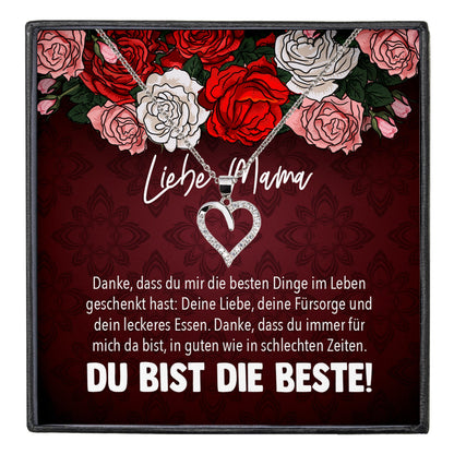 22Feels® Mama Geschenk Muttertag Geburtstag Frauen Schmuck mit Karte Herz Halskette Echt Silber Weihnachten Idee von Tochter oder Sohn-Schmuck mit Botschaftskarte - Herz21-22Feels
