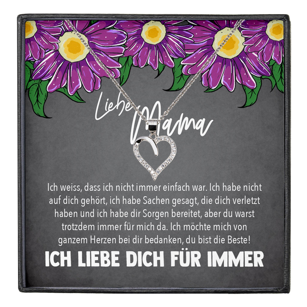 22Feels® Mama Geschenk Muttertag Geburtstag Frauen Herz Halskette mit Karte Echt Silber Schmuck Weihnachten Idee von Tochter oder Sohn-Schmuck mit Botschaftskarte - Herz21-22Feels