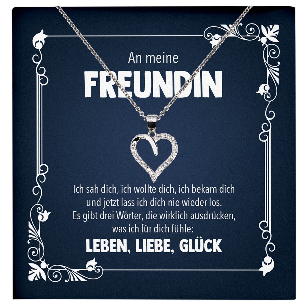 22Feels® Freundin Geschenk zu Jahrestag, Valentinstag und co. - Echt Silber 925/000 Schmuckset: Herz Halskette mit Botschaftskarte-Schmuck mit Botschaftskarte - Herz21-22Feels