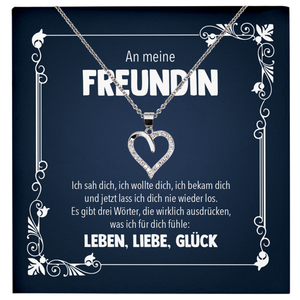 22Feels® Freundin Geschenk zu Jahrestag, Valentinstag und co. - Echt Silber 925/000 Schmuckset: Herz Halskette mit Botschaftskarte-Schmuck mit Botschaftskarte - Herz21-22Feels