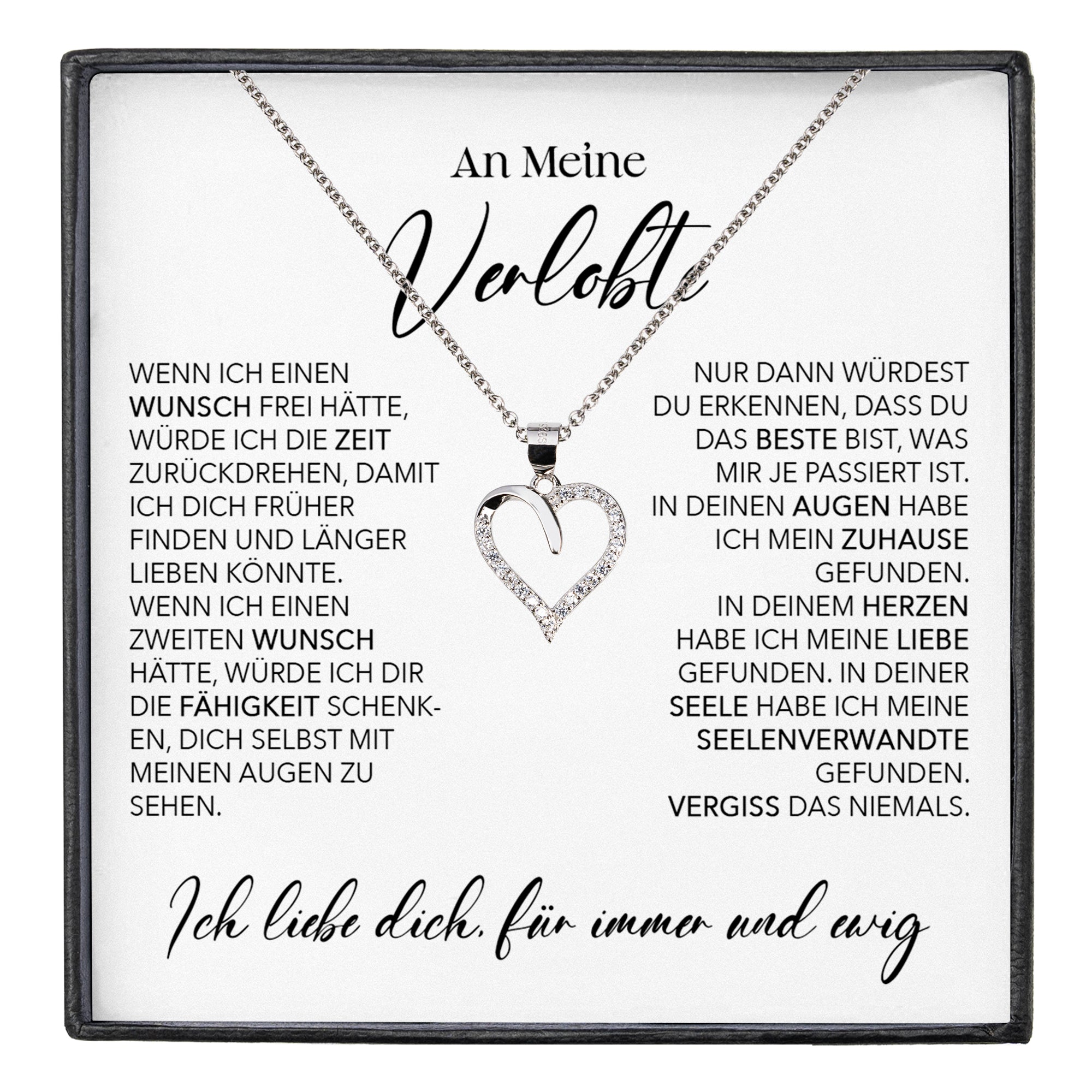 22Feels® Verlobung Geschenk Frauen Silber 925/000 Herz Halskette mit Karte Schmuck Ich Liebe Dich Verlobte Valentinstag Hochzeitsplanung Jahrestag-Schmuck mit Botschaftskarte - Herz21-22Feels