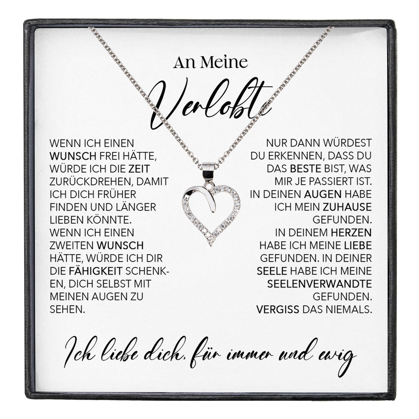22Feels® Verlobung Geschenk Frauen Silber 925/000 Herz Halskette mit Karte Schmuck Ich Liebe Dich Verlobte Valentinstag Hochzeitsplanung Jahrestag-Schmuck mit Botschaftskarte - Herz21-22Feels