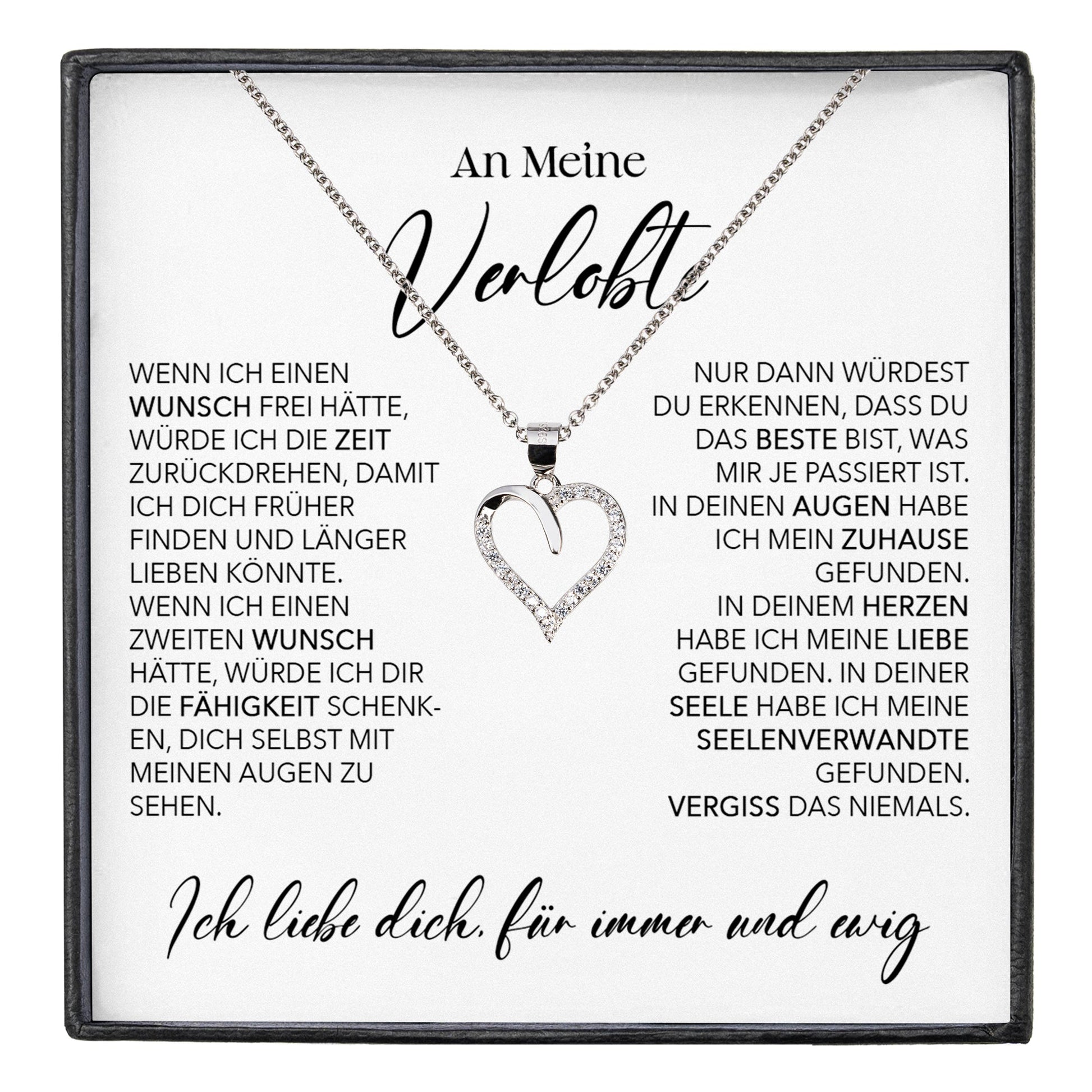 22Feels® Verlobung Geschenk Frauen Silber 925/000 Herz Halskette mit Karte Schmuck Ich Liebe Dich Verlobte Valentinstag Hochzeitsplanung Jahrestag-Schmuck mit Botschaftskarte - Herz21-22Feels