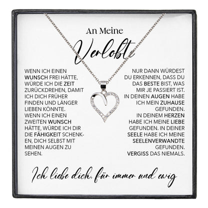 22Feels® Verlobung Geschenk Frauen Silber 925/000 Herz Halskette mit Karte Schmuck Ich Liebe Dich Verlobte Valentinstag Hochzeitsplanung Jahrestag-Schmuck mit Botschaftskarte - Herz21-22Feels