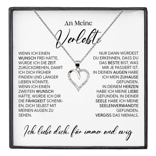 22Feels® Verlobung Geschenk Frauen Silber 925/000 Herz Halskette mit Karte Schmuck Ich Liebe Dich Verlobte Valentinstag Hochzeitsplanung Jahrestag-Schmuck mit Botschaftskarte - Herz21-22Feels