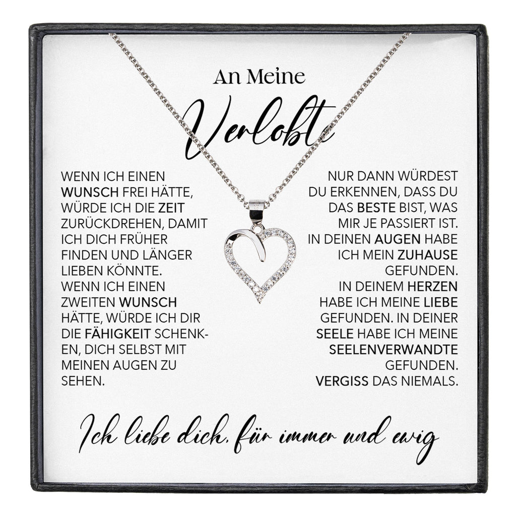 22Feels® Verlobung Geschenk Frauen Silber 925/000 Herz Halskette mit Karte Schmuck Ich Liebe Dich Verlobte Valentinstag Hochzeitsplanung Jahrestag-Schmuck mit Botschaftskarte - Herz21-22Feels