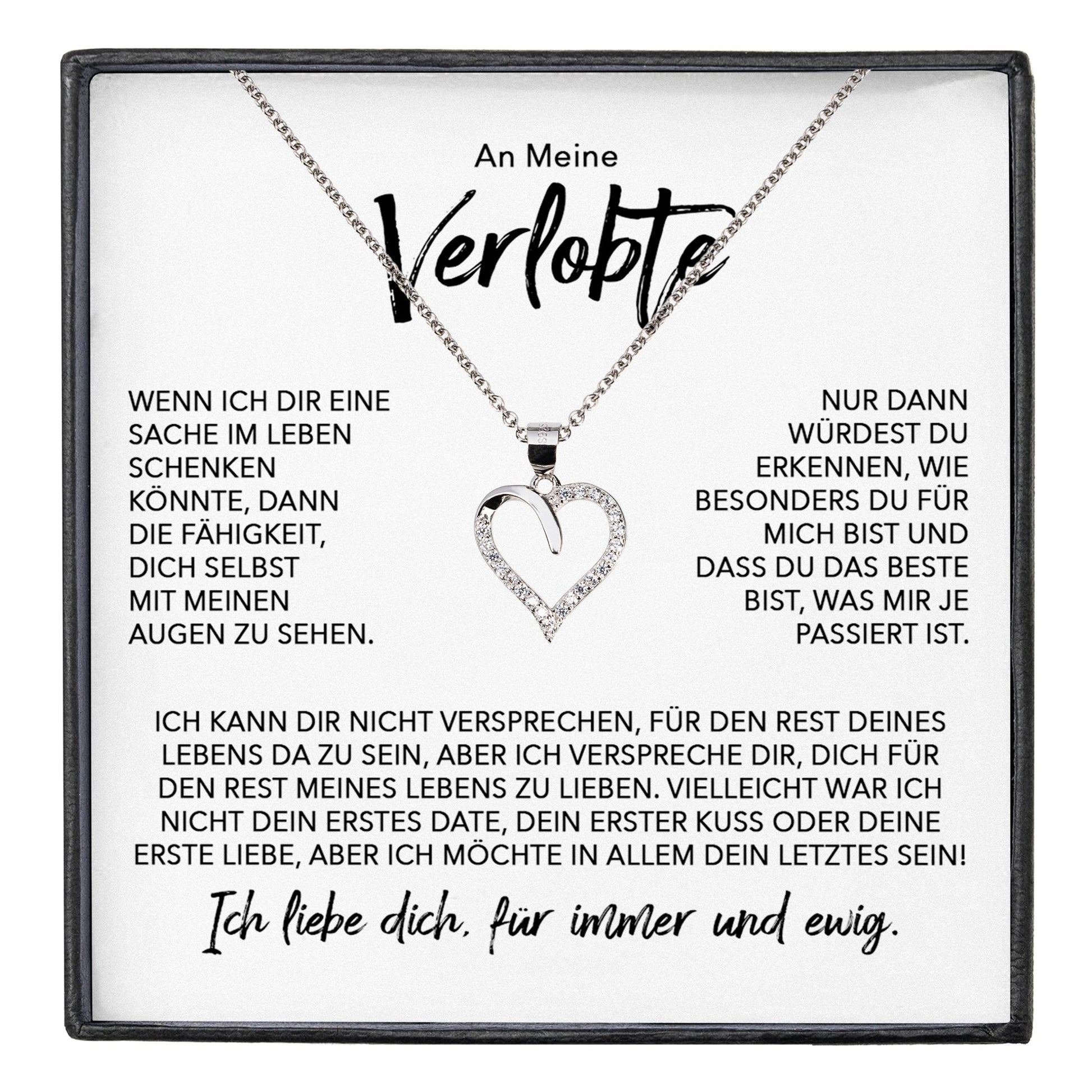 22Feels® Verlobung Geschenk Frauen Silber 925/000 Herz Halskette mit Karte Schmuck Ich Liebe Dich Verlobte Valentinstag Hochzeitsplanung Jahrestag-Schmuck mit Botschaftskarte - Herz21-22Feels