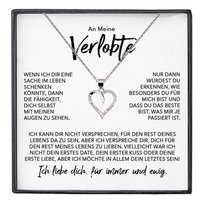 22Feels® Verlobung Geschenk Frauen Silber 925/000 Herz Halskette mit Karte Schmuck Ich Liebe Dich Verlobte Valentinstag Hochzeitsplanung Jahrestag-Schmuck mit Botschaftskarte - Herz21-22Feels