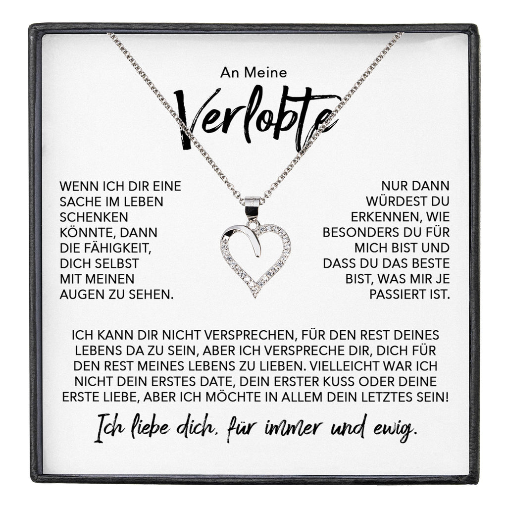 22Feels® Verlobung Geschenk Frauen Silber 925/000 Herz Halskette mit Karte Schmuck Ich Liebe Dich Verlobte Valentinstag Hochzeitsplanung Jahrestag-Schmuck mit Botschaftskarte - Herz21-22Feels