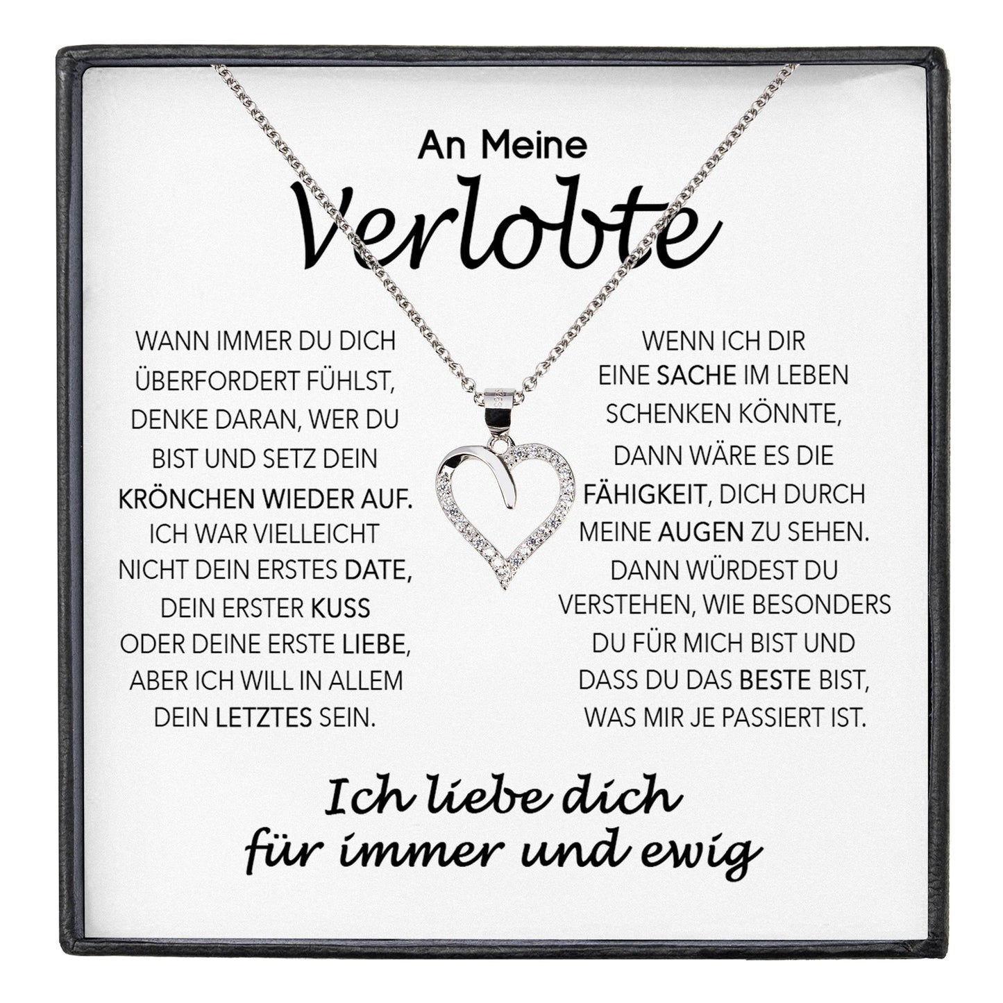 22Feels® Verlobung Geschenk Frauen Silber 925/000 Herz Halskette mit Karte Schmuck Ich Liebe Dich Verlobte Valentinstag Hochzeitsplanung Jahrestag-Schmuck mit Botschaftskarte - Herz21-22Feels