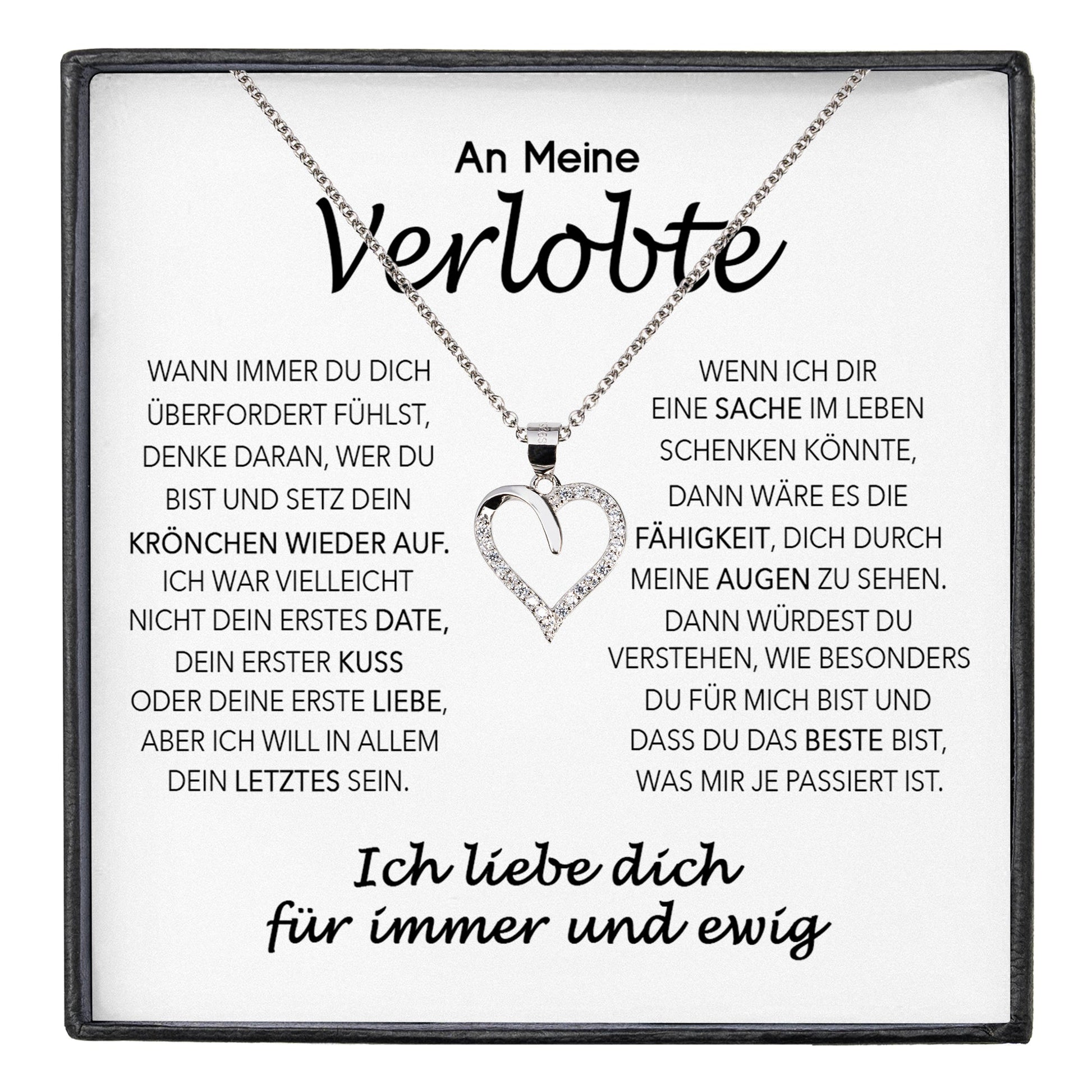 22Feels® Verlobung Geschenk Frauen Silber 925/000 Herz Halskette mit Karte Schmuck Ich Liebe Dich Verlobte Valentinstag Hochzeitsplanung Jahrestag-Schmuck mit Botschaftskarte - Herz21-22Feels