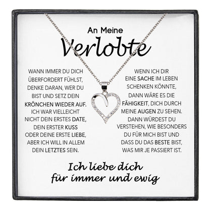 22Feels® Verlobung Geschenk Frauen Silber 925/000 Herz Halskette mit Karte Schmuck Ich Liebe Dich Verlobte Valentinstag Hochzeitsplanung Jahrestag-Schmuck mit Botschaftskarte - Herz21-22Feels