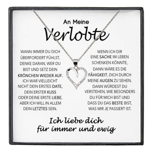 22Feels® Verlobung Geschenk Frauen Silber 925/000 Herz Halskette mit Karte Schmuck Ich Liebe Dich Verlobte Valentinstag Hochzeitsplanung Jahrestag-Schmuck mit Botschaftskarte - Herz21-22Feels