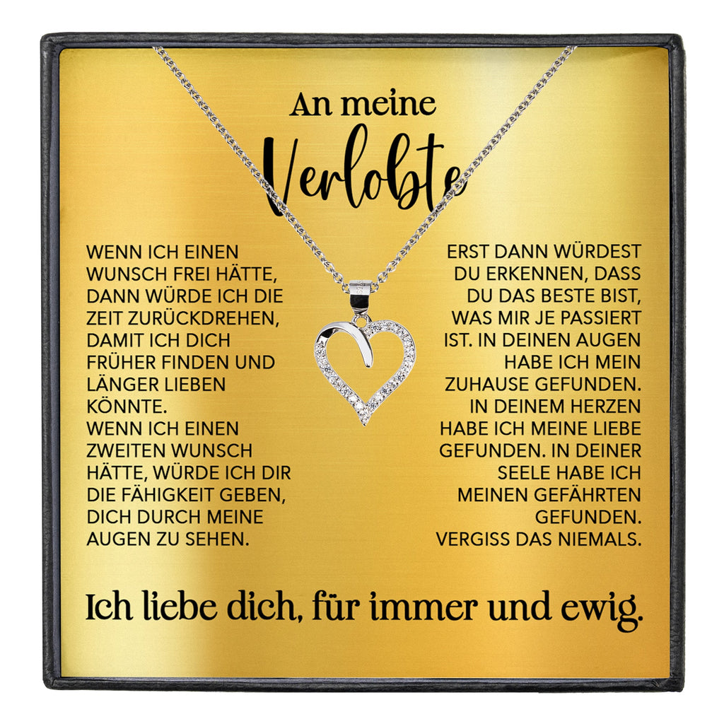 22Feels® Verlobung Geschenk Frauen Silber 925/000 Herz Halskette mit Karte Schmuck Ich Liebe Dich Verlobte Valentinstag Hochzeitsplanung Jahrestag-Schmuck mit Botschaftskarte - Herz21-22Feels