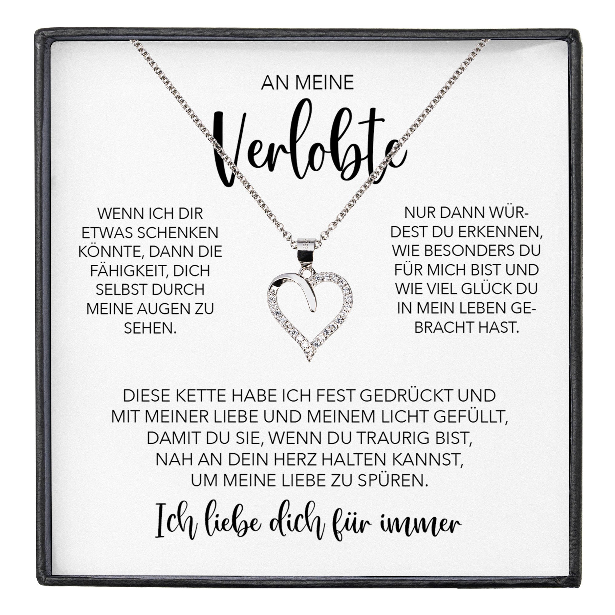 22Feels® Verlobung Geschenk Frauen Silber 925/000 Herz Halskette mit Karte Schmuck Ich Liebe Dich Verlobte Valentinstag Hochzeitsplanung Jahrestag-Schmuck mit Botschaftskarte - Herz21-22Feels