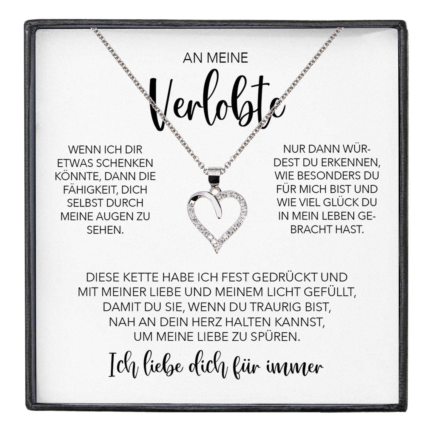 22Feels® Verlobung Geschenk Frauen Silber 925/000 Herz Halskette mit Karte Schmuck Ich Liebe Dich Verlobte Valentinstag Hochzeitsplanung Jahrestag-Schmuck mit Botschaftskarte - Herz21-22Feels