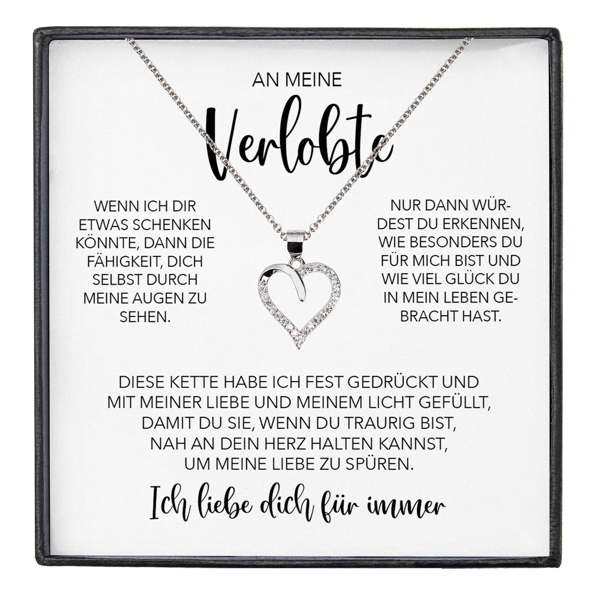 22Feels® Verlobung Geschenk Frauen Silber 925/000 Herz Halskette mit Karte Schmuck Ich Liebe Dich Verlobte Valentinstag Hochzeitsplanung Jahrestag-Schmuck mit Botschaftskarte - Herz21-22Feels