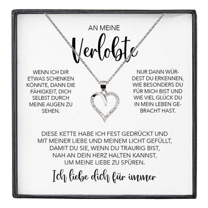 22Feels® Verlobung Geschenk Frauen Silber 925/000 Herz Halskette mit Karte Schmuck Ich Liebe Dich Verlobte Valentinstag Hochzeitsplanung Jahrestag-Schmuck mit Botschaftskarte - Herz21-22Feels