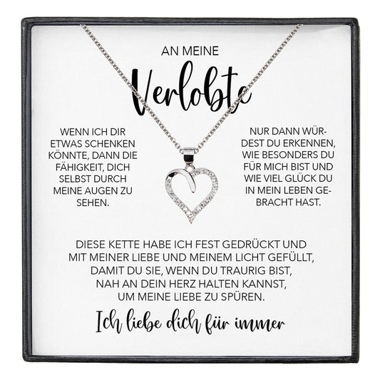 22Feels® Verlobung Geschenk Frauen Silber 925/000 Herz Halskette mit Karte Schmuck Ich Liebe Dich Verlobte Valentinstag Hochzeitsplanung Jahrestag-Schmuck mit Botschaftskarte - Herz21-22Feels