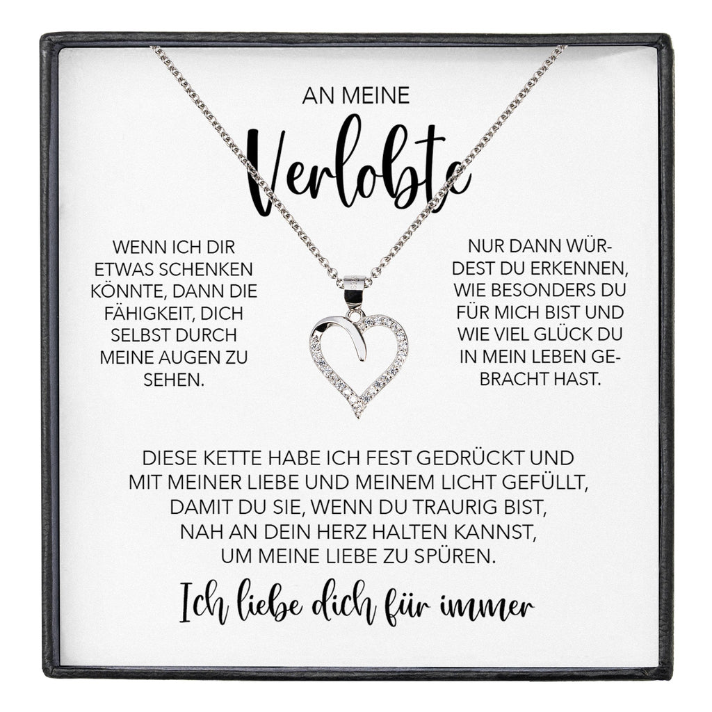22Feels® Verlobung Geschenk Frauen Silber 925/000 Herz Halskette mit Karte Schmuck Ich Liebe Dich Verlobte Valentinstag Hochzeitsplanung Jahrestag-Schmuck mit Botschaftskarte - Herz21-22Feels