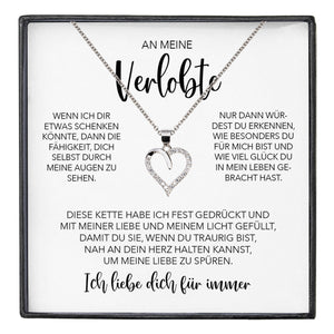 22Feels® Verlobung Geschenk Frauen Silber 925/000 Herz Halskette mit Karte Schmuck Ich Liebe Dich Verlobte Valentinstag Hochzeitsplanung Jahrestag-Schmuck mit Botschaftskarte - Herz21-22Feels