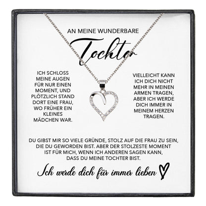 22Feels® Wunderbare Tochter Geschenk Silber 925/000 Herz Halskette mit Karte Mädchen Frauen Schmuck Geburtstag Weihnachten Firmung Konfirmation etc.-Schmuck mit Botschaftskarte - Herz21-22Feels