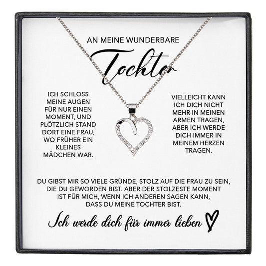 22Feels® Wunderbare Tochter Geschenk Silber 925/000 Herz Halskette mit Karte Mädchen Frauen Schmuck Geburtstag Weihnachten Firmung Konfirmation etc.-Schmuck mit Botschaftskarte - Herz21-22Feels