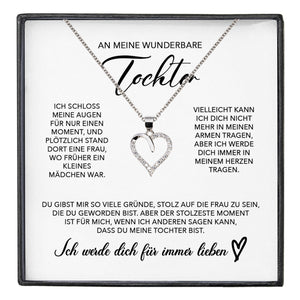 22Feels® Wunderbare Tochter Geschenk Silber 925/000 Herz Halskette mit Karte Mädchen Frauen Schmuck Geburtstag Weihnachten Firmung Konfirmation etc.-Schmuck mit Botschaftskarte - Herz21-22Feels