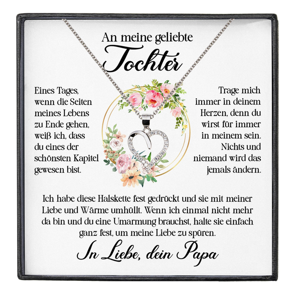 22Feels® Geliebte Tochter Geschenk von Papa Silber 925/000 Herz Halskette mit Karte Mädchen Frauen Schmuck Geburtstag Weihnachten Firmung Konfirmation etc.-Schmuck mit Botschaftskarte - Herz21-22Feels