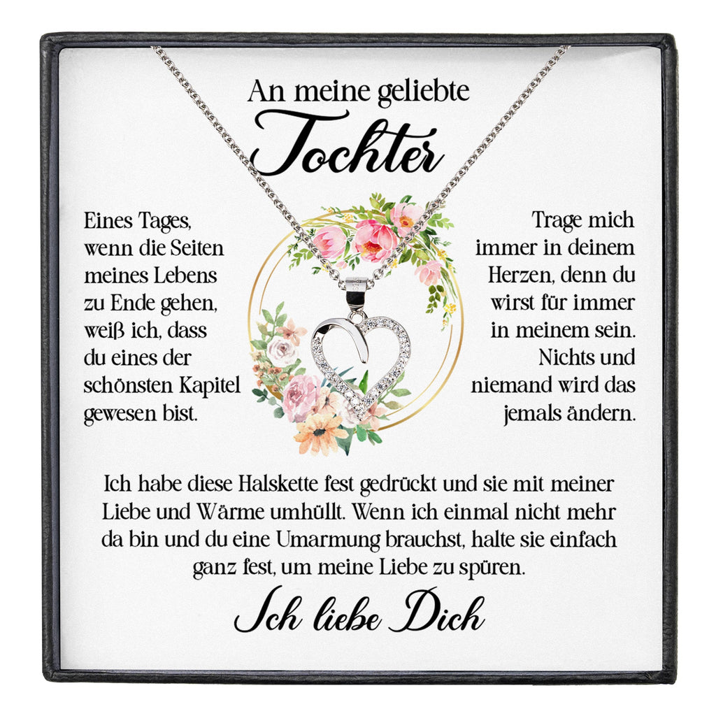 22Feels® Geliebte Tochter Geschenk Silber 925/000 Herz Halskette mit Karte Mädchen Frauen Schmuck Geburtstag Weihnachten Firmung Konfirmation etc.-Schmuck mit Botschaftskarte - Herz21-22Feels