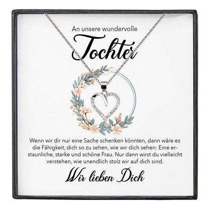 22Feels® Unsere Tochter Geschenk Silber 925/000 Herz Halskette mit Karte Mädchen Frauen Schmuck Geburtstag Weihnachten Firmung Konfirmation etc.-Schmuck mit Botschaftskarte - Herz21-22Feels