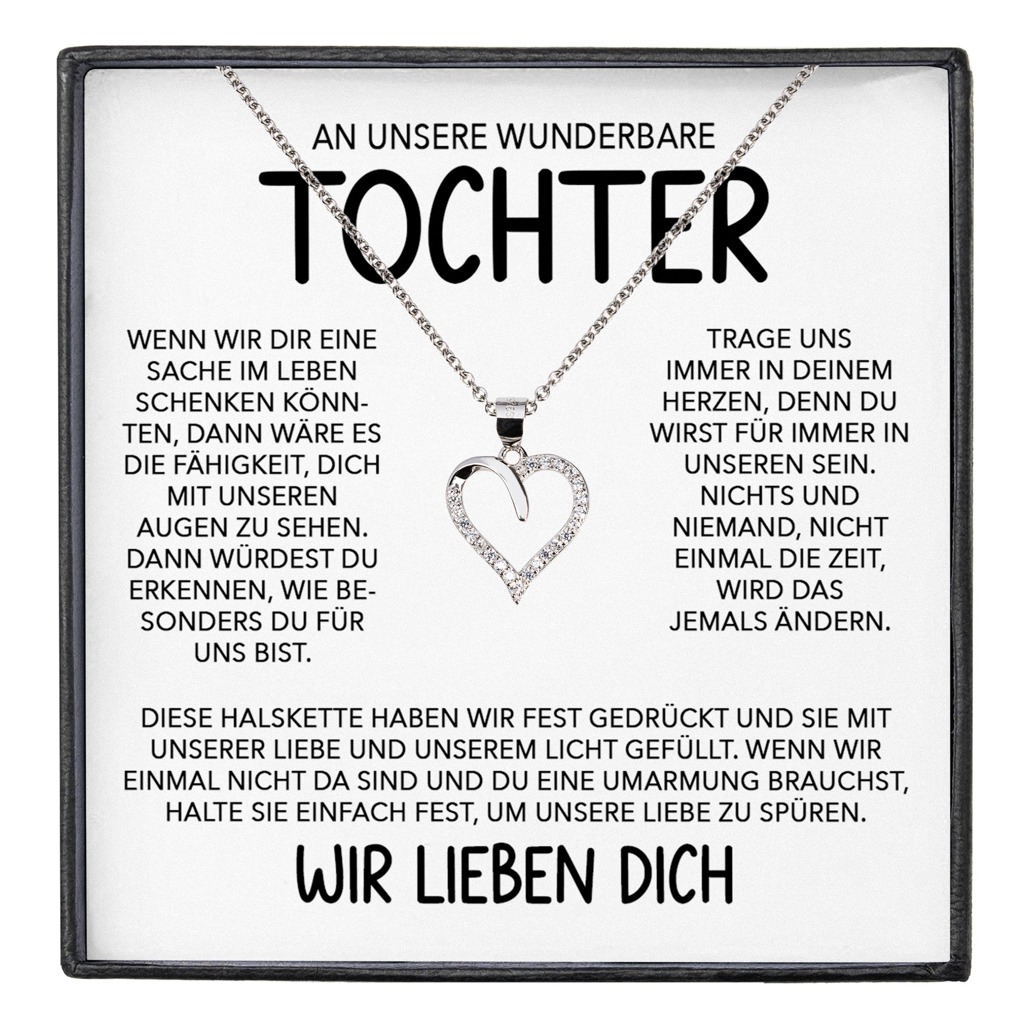 22Feels® Tochter Geschenk Silber 925/000 Herz Halskette mit Karte Mädchen Frauen Schmuck Geburtstag Weihnachten Firmung Konfirmation etc.-Schmuck mit Botschaftskarte - Herz21-22Feels