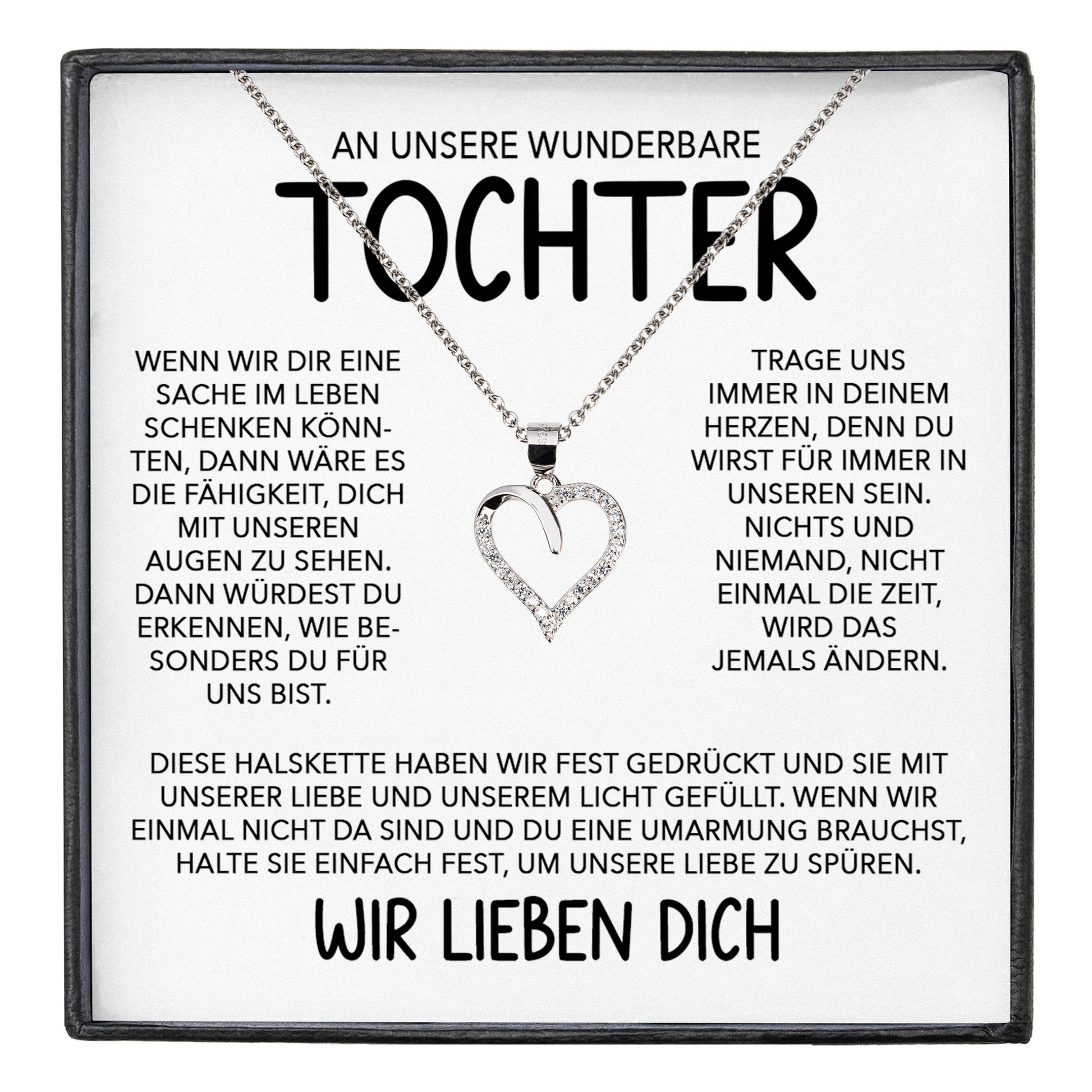 22Feels® Tochter Geschenk Silber 925/000 Herz Halskette mit Karte Mädchen Frauen Schmuck Geburtstag Weihnachten Firmung Konfirmation etc.-Schmuck mit Botschaftskarte - Herz21-22Feels