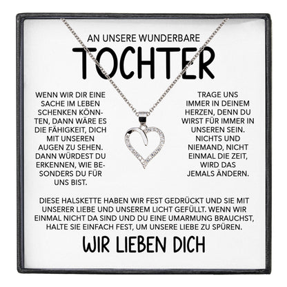 22Feels® Tochter Geschenk Silber 925/000 Herz Halskette mit Karte Mädchen Frauen Schmuck Geburtstag Weihnachten Firmung Konfirmation etc.-Schmuck mit Botschaftskarte - Herz21-22Feels