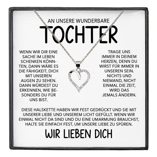 22Feels® Tochter Geschenk Silber 925/000 Herz Halskette mit Karte Mädchen Frauen Schmuck Geburtstag Weihnachten Firmung Konfirmation etc.-Schmuck mit Botschaftskarte - Herz21-22Feels