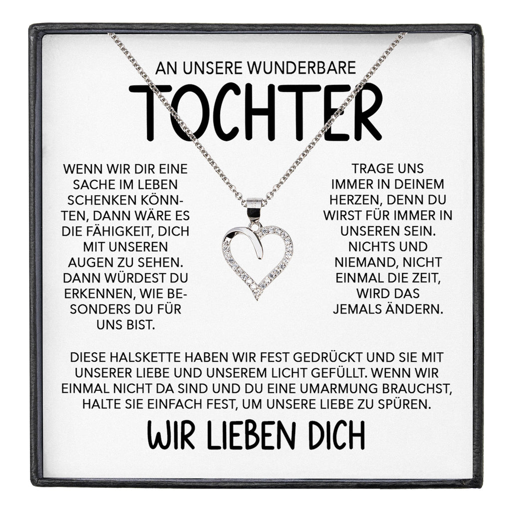 22Feels® Tochter Geschenk Silber 925/000 Herz Halskette mit Karte Mädchen Frauen Schmuck Geburtstag Weihnachten Firmung Konfirmation etc.-Schmuck mit Botschaftskarte - Herz21-22Feels