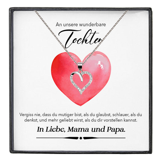 22Feels® Unsere Tochter Geschenk Silber 925/000 Herz Halskette mit Karte Mädchen Frauen Schmuck Geburtstag Weihnachten Firmung Konfirmation etc.-Schmuck mit Botschaftskarte - Herz21-22Feels
