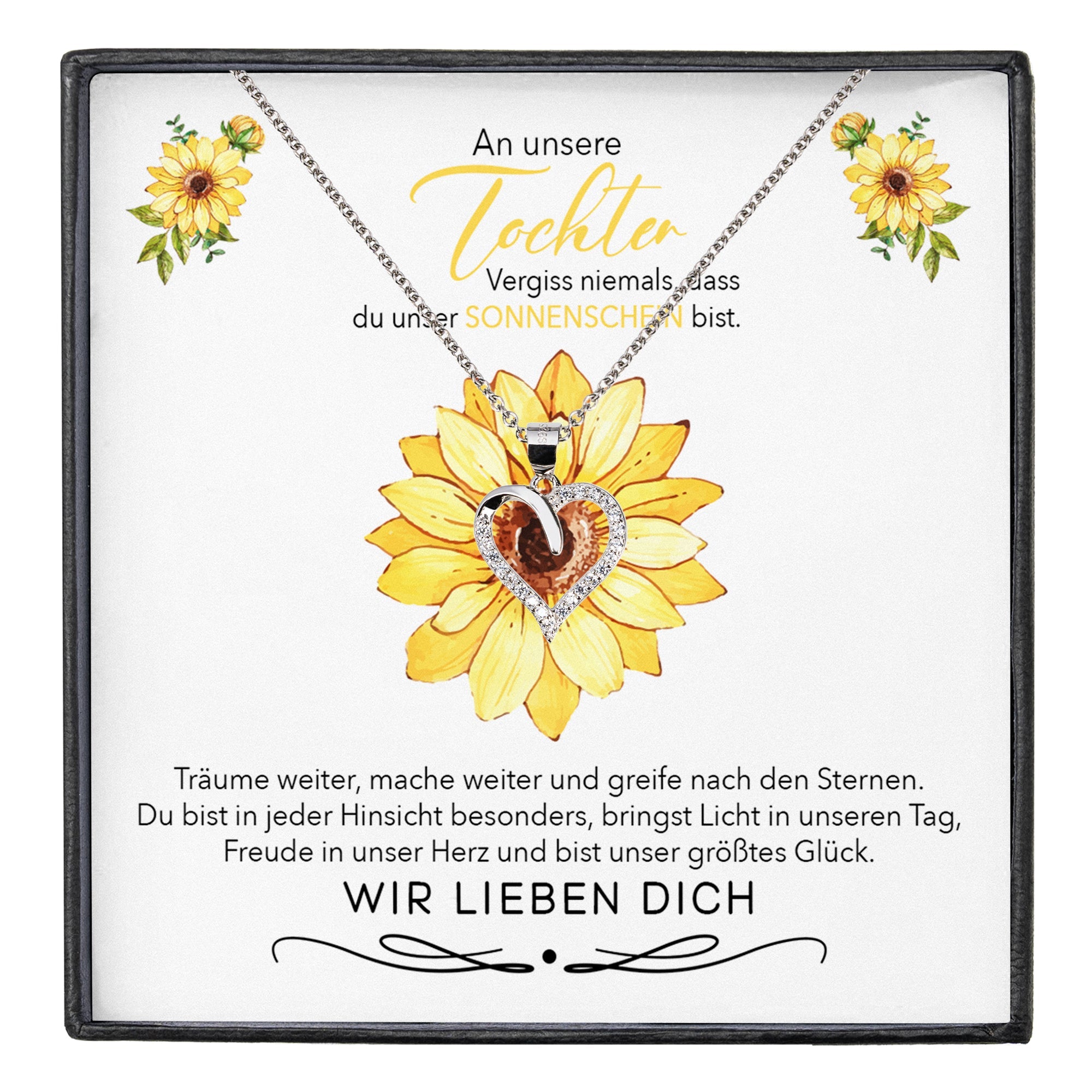 22Feels® Unsere Tochter Geschenk Silber 925/000 Herz Halskette mit Karte Mädchen Frauen Schmuck Geburtstag Weihnachten Firmung Konfirmation etc.-Schmuck mit Botschaftskarte - Herz21-22Feels