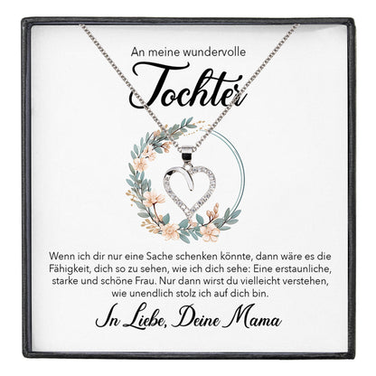 22Feels® Wundervolle Tochter Geschenk von Mama Silber 925/000 Herz Halskette mit Karte Mädchen Frauen Schmuck Geburtstag Weihnachten Firmung Konfirmation etc.-Schmuck mit Botschaftskarte - Herz21-22Feels