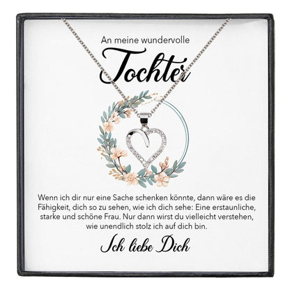 22Feels® Wundervolle Tochter Geschenk Silber 925/000 Herz Halskette mit Karte Mädchen Frauen Schmuck Geburtstag Weihnachten Firmung Konfirmation etc.-Schmuck mit Botschaftskarte - Herz21-22Feels