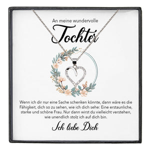 22Feels® Wundervolle Tochter Geschenk Silber 925/000 Herz Halskette mit Karte Mädchen Frauen Schmuck Geburtstag Weihnachten Firmung Konfirmation etc.-Schmuck mit Botschaftskarte - Herz21-22Feels