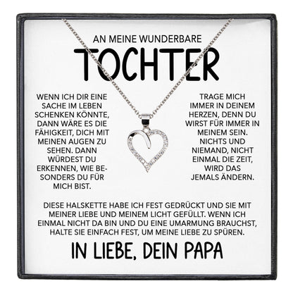 22Feels® Wunderbare Tochter Geschenk von Papa Silber 925/000 Herz Halskette mit Karte Mädchen Frauen Schmuck Geburtstag Weihnachten Firmung Konfirmation etc.-Schmuck mit Botschaftskarte - Herz21-22Feels