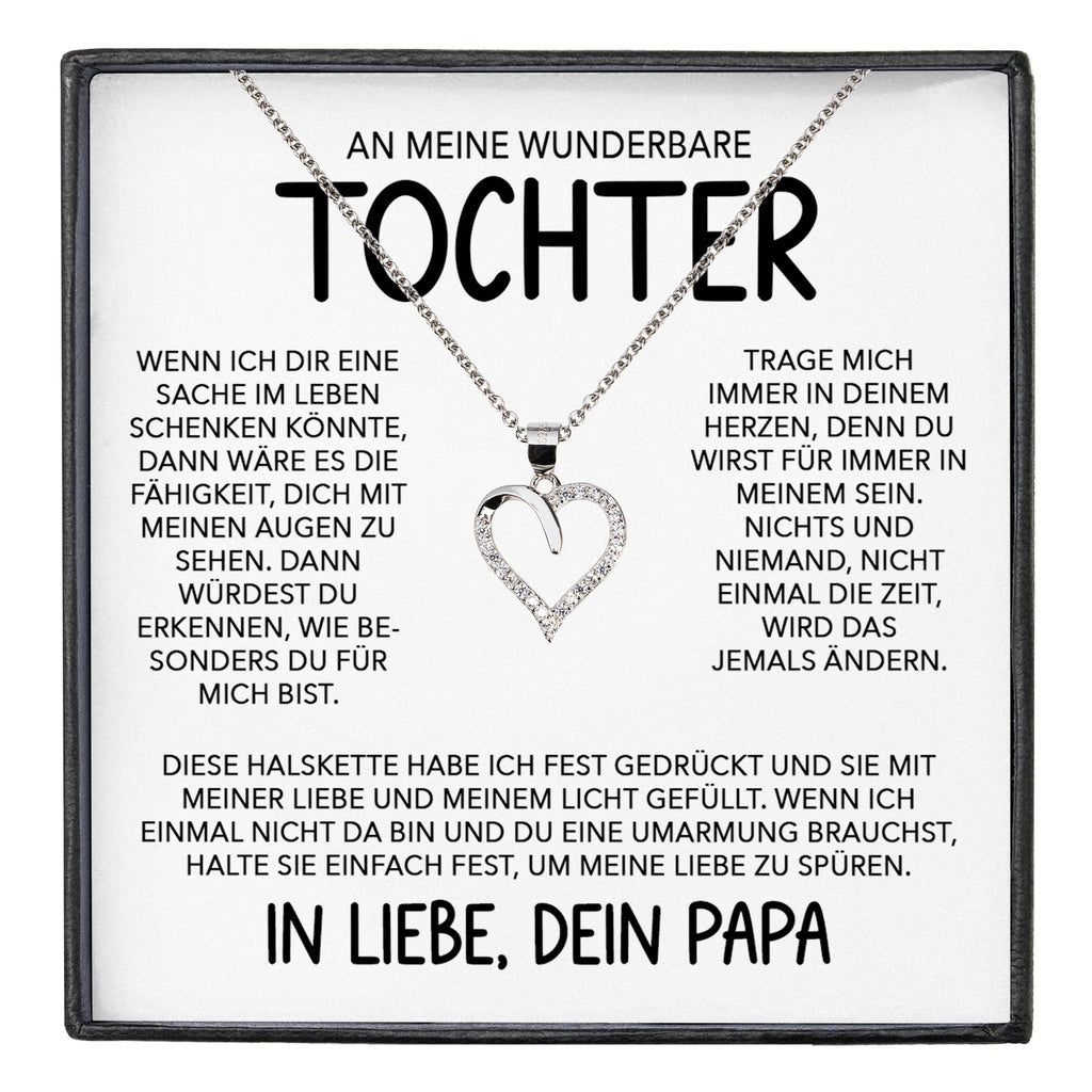 22Feels® Wunderbare Tochter Geschenk von Papa Silber 925/000 Herz Halskette mit Karte Mädchen Frauen Schmuck Geburtstag Weihnachten Firmung Konfirmation etc.-Schmuck mit Botschaftskarte - Herz21-22Feels