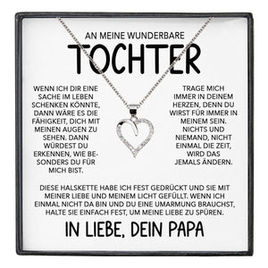 22Feels® Wunderbare Tochter Geschenk von Papa Silber 925/000 Herz Halskette mit Karte Mädchen Frauen Schmuck Geburtstag Weihnachten Firmung Konfirmation etc.-Schmuck mit Botschaftskarte - Herz21-22Feels
