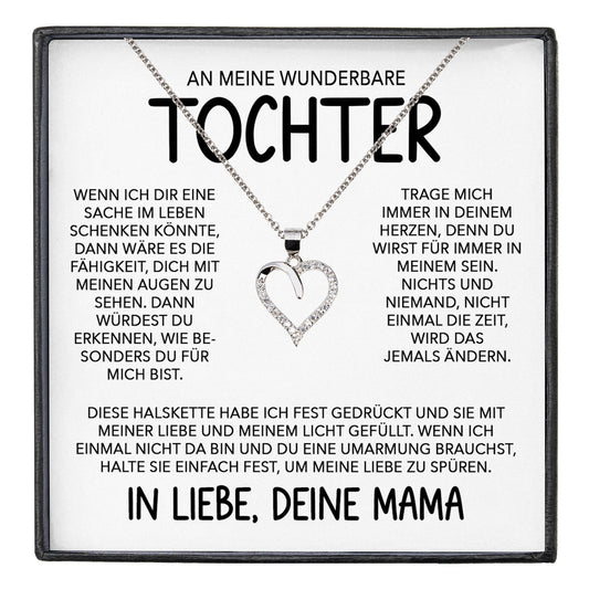 22Feels® Wunderbare Tochter Geschenk von Mama Silber 925/000 Herz Halskette mit Karte Mädchen Frauen Schmuck Geburtstag Weihnachten Firmung Konfirmation etc.-Schmuck mit Botschaftskarte - Herz21-22Feels