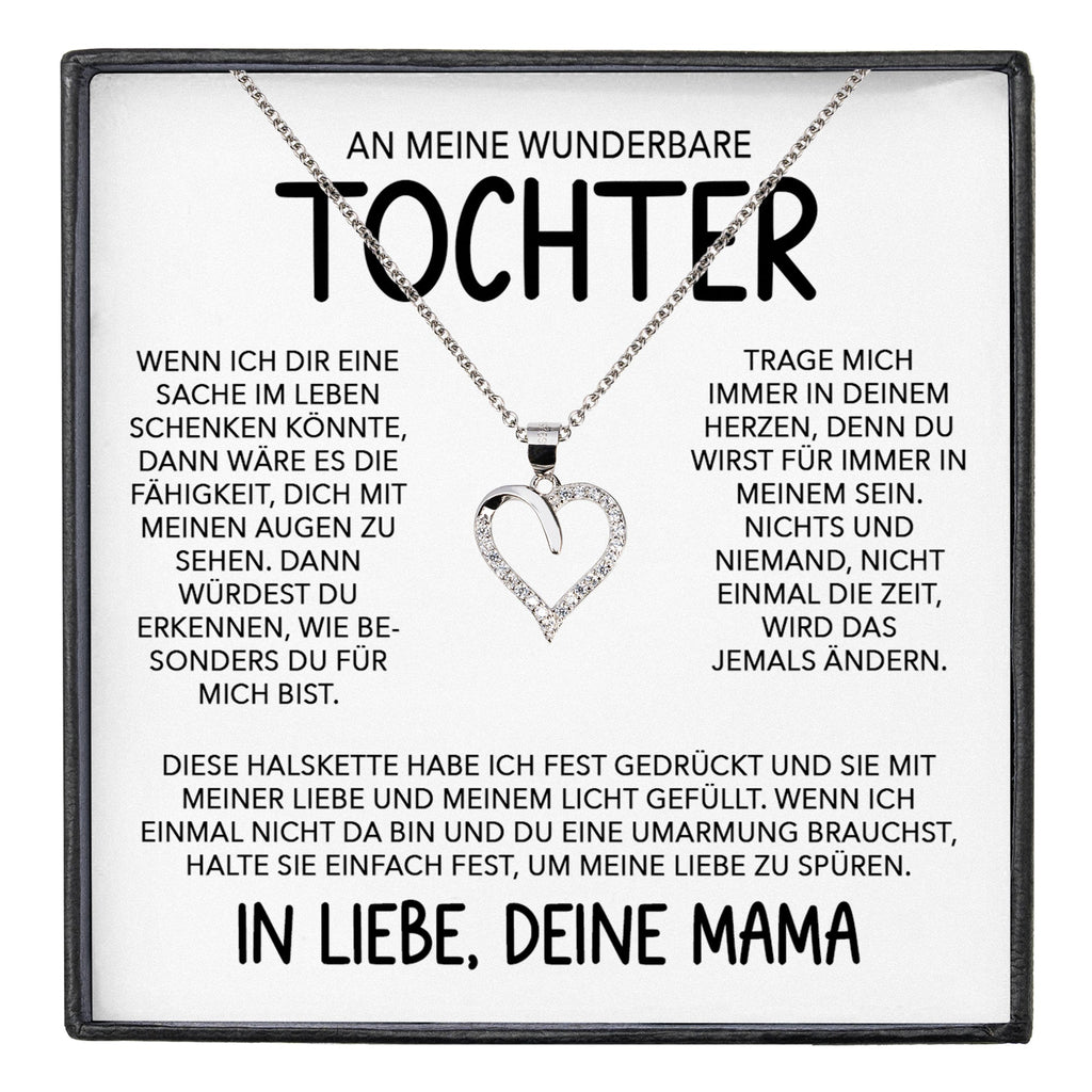 22Feels® Wunderbare Tochter Geschenk von Mama Silber 925/000 Herz Halskette mit Karte Mädchen Frauen Schmuck Geburtstag Weihnachten Firmung Konfirmation etc.-Schmuck mit Botschaftskarte - Herz21-22Feels