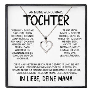 22Feels® Wunderbare Tochter Geschenk von Mama Silber 925/000 Herz Halskette mit Karte Mädchen Frauen Schmuck Geburtstag Weihnachten Firmung Konfirmation etc.-Schmuck mit Botschaftskarte - Herz21-22Feels