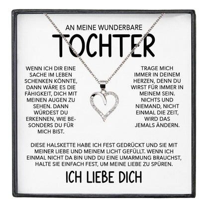 22Feels® Wunderbare Tochter Geschenk Silber 925/000 Herz Halskette mit Karte Mädchen Frauen Schmuck Geburtstag Weihnachten Firmung Konfirmation etc.-Schmuck mit Botschaftskarte - Herz21-22Feels