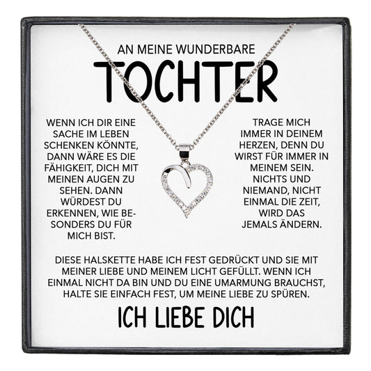 22Feels® Wunderbare Tochter Geschenk Silber 925/000 Herz Halskette mit Karte Mädchen Frauen Schmuck Geburtstag Weihnachten Firmung Konfirmation etc.-Schmuck mit Botschaftskarte - Herz21-22Feels